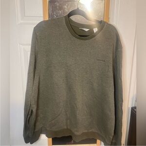 Calvin Klein Men's Size XL, Olive Green Sweater with Embroidered Logo
